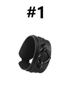 朋克哥特风铆钉手镯金属镶钉腕带项链可调节 - 黑色 - 查看 9