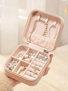 1pc Mini Jewelry Storage Box, Portable Zipper Travel Jewelry Organizer Box, Gift Box For Women, Multi-Functional Jewelry Display Stand For Rings, Pendants, Earrings, Necklaces - Suitable For Girls And Women, Halloween Gift Box, Christmas Gift Box - Multicolor - View 21