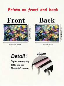 Bolsa de cosméticos con estampado de libélula de vidrio de colores - Regalo creativo para mujeres, bolsa de viaje para maquillaje, organizador de maquillaje, bolsa de aseo, bolsa de almacenamiento de maquillaje, bolsa de lavado, bolsa de viaje, artículos esenciales para vacaciones, regalos para mujeres - Multicolor - Ver 2