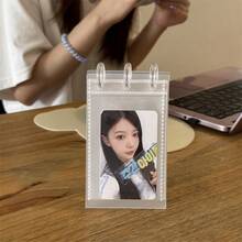 Simple Transparent Card Holder, Desktop Stand, 10 Pages/Book, 2 Slots Per Page, Can Hold 20 Photos, Mushroom Button Design For Easy Access, Suitable For Small Card Storage, Idol Menu Cards, Calendar Making, Photo Album - One Size Fits All - View 7