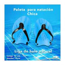 Paletas de natación con liga de hule ajuste cómodo y duradero. Ideal para entrenamiento. Medidas 18x13 cm. Marca Escualo. - S - Ver 1