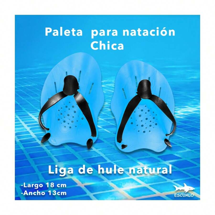 Paletas de natación con liga de hule ajuste cómodo y duradero. Ideal para entrenamiento. Medidas 18x13 cm. Marca Escualo. - S - Ver 1