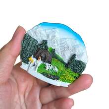 6.5cm (Approx. 2.56 Inches) 3D Resin Magnetic Fridge Magnet, Snowy Mountain Ranch Landscape, Travel Souvenir Decor - one-size - View 4