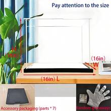 Tủ trưng bày/kệ kính/tủ đồ trang trí lối vào chống bụi bằng acrylic (Tấm acrylic dày độ phân giải cao + đế gương), thích hợp để trưng bày tượng/quà tặng/mô hình/sản phẩm/khối xếp hình/túi xách/búp bê, nhiều kích thước, dễ lắp ráp (cần dây chun để gia cố sau khi lắp ráp), vui lòng đo kích thước vật phẩm cần trưng bày trước khi đặt hàng. - Nền đen + bề mặt bóng như gương - Xem 35