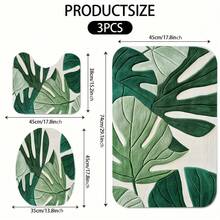 A Set Of Bathroom Short Plush Mats Featuring A Tropical Green Leaf Pattern, Including A Toilet Seat Cover, A U-Shaped Toilet Mat, Made Of Soft Flannel Material, Designed To Be Non-Slip - Nhiều màu - Xem 8
