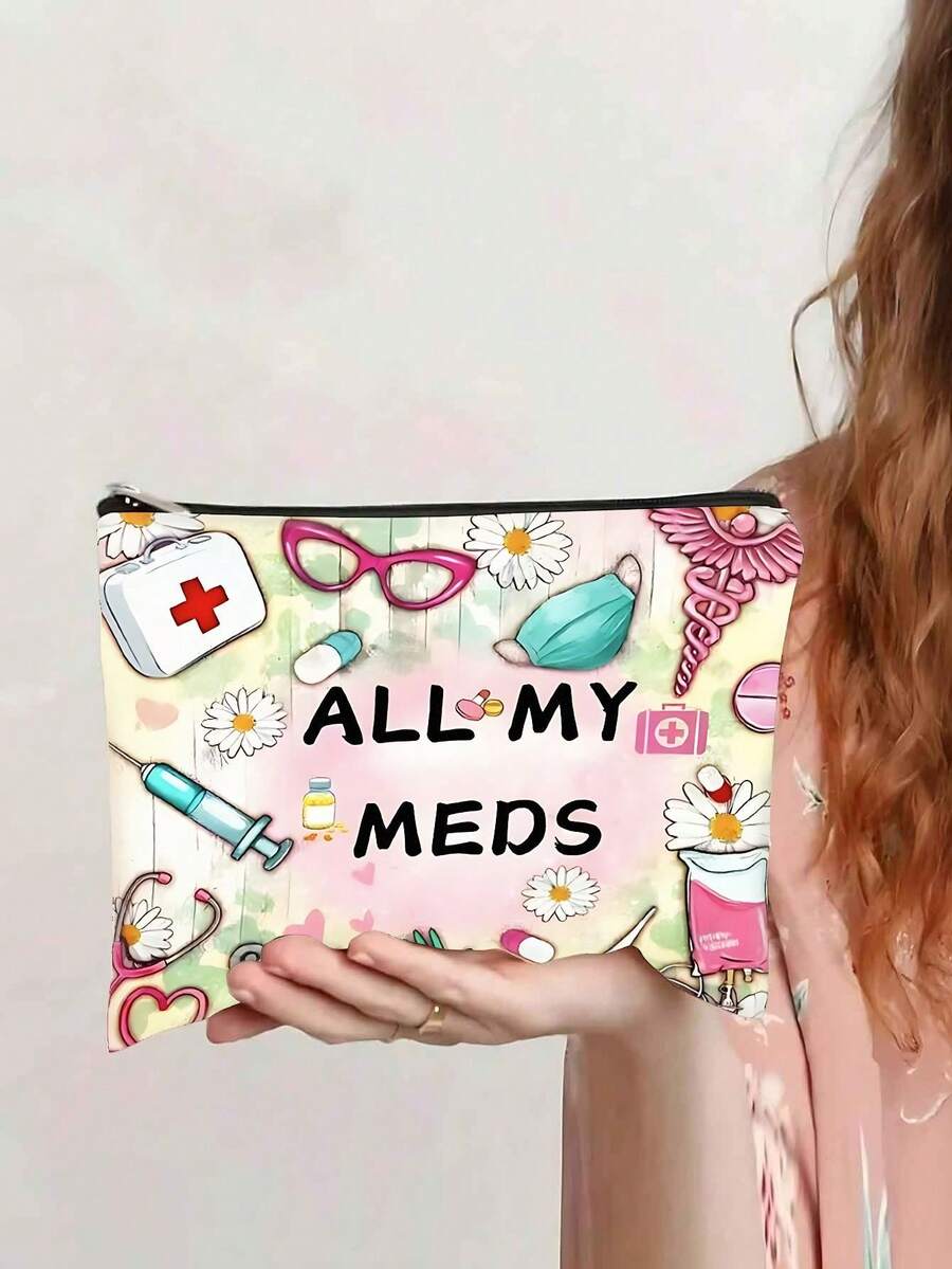 ALL MY MEDS 医疗元素化妆包 - 创意女性礼物，旅行收纳包 - 彩色 - 查看 1