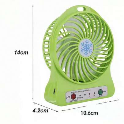 Mini Ventilador Portátil Usb Recarregável 3 Velocidades tem Bateria Azul com Controle de Ativação e Desativação