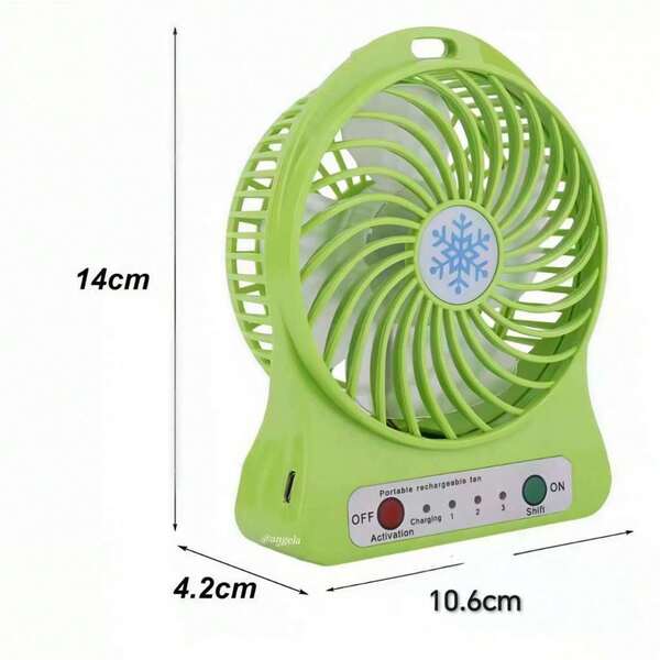 Mini Ventilador Portátil Usb Recarregável 3 Velocidades tem Bateria Azul com Controle de Ativação e Desativação