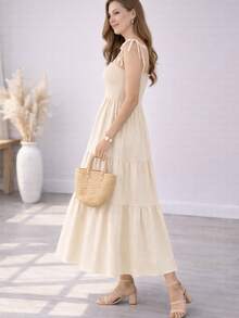 Floral Maxi Dress – Elegance And Comfort - Màu be - Xem 3