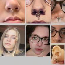 1PC Nose Ring Hoop Punk Stainless Steel Hypoallergenic 16G 18K Gold Plated Hinged Septum Spiked Nose Lip Puncture, Cartilage Hoop,Helix Tragus Ear Lobe Earring,Unisex ,Black 8mm 10mm Women And Men Body Pierecing Jewelry - N026 - View 9