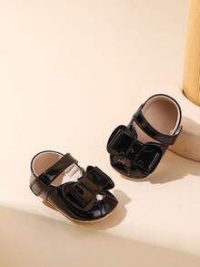 Infant Toddler Shoes With Bow Tie, Breathable Infant Walking Shoes - Black - View 4