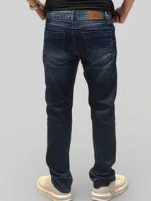 Men's Traditional Straight Leg Casual Denim Jeans With Lycra Stretch - 藍色日蝕 - 查看 4