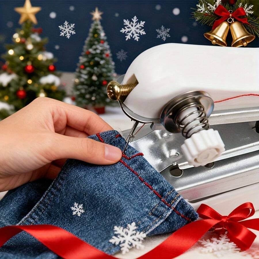 Máquina de coser manual portátil y mini, de mano, con herramienta de enhebrado, sin necesidad de electricidad, máquina de coser para el hogar, suministros de costura y tejido