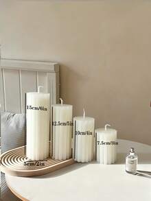 Ins Style 高级白色香薰蜡烛套装，竖条纹齿轮柱形香薰蜡烛，尖头长杆香薰蜡烛，玫瑰柱形蜡，大豆蜡制成，内含香薰蜡烛，可燃烧 48 小时，蜡烛中心，中东斋月装饰，开斋节礼物，送给她的礼物，冬季礼物，生日礼物，派对装饰蜡烛，氛围装饰蜡烛，家居装饰蜡烛。 - 垂直條紋齒輪蠟燭/長桿 - 查看 10