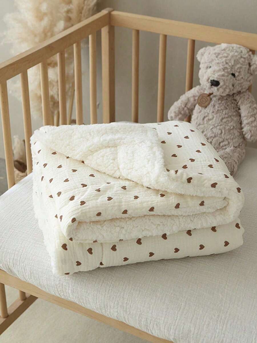 1pc 100*100cm Coral Fleece Soft Lamb Wool Baby Blanket, Gentle For Infants - White - View 1