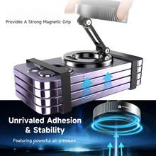 1pc Magnetic Car Phone Holder, Vacuum Suction Cup 360° Rotation, Strong Magnet Foldable Dashboard Windshield Mount, Suitable For Multi-Scenarios, Hands-Free Driving, Streamlined Design - Black - View 10