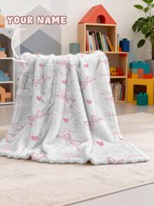 1pc Customizable Text Family Blanket, Bow Pattern, Memorial Blanket. Suitable As A Girl, Boy, Adult, Valentine's Day, Lightweight, Baby Blanket, Personalized Throw Blanket, Personalized Photo Blanket, Personalized Infant Blanket - Multicolor - View 6