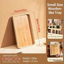 Rectangular Tray Set, Faux Wood Grain Tray, Creative Household Tea Cup Plate, Nordic Style Plastic Fruit Plate, Tea Tray - C-Wood Color - View 4