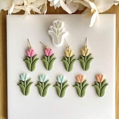 1pc Tulip Polymer Clay Cutter, Creative Spring Floral Pressing Tool, Suitable For DIY Earrings And Jewelry Making, Plastic Craft Tool, Applicable For Handmade Floral Design And Creative Handicrafts