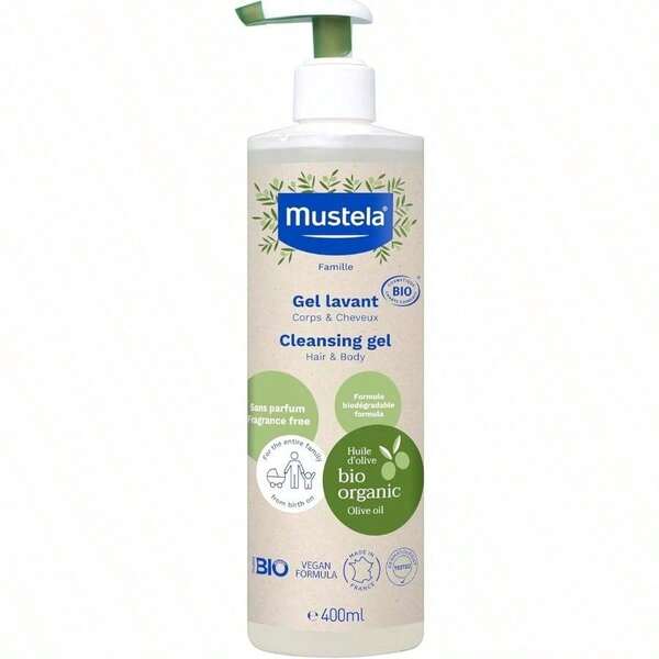 Mustela Bio Orgánico, Gel de Baño Corporal y Capilar, 400ml