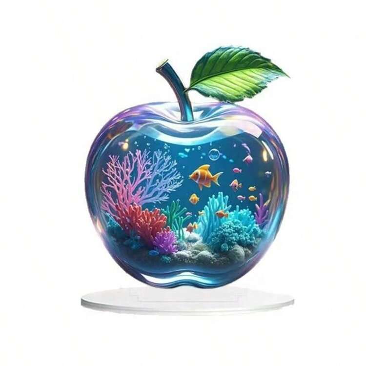 Trending Cross-Border Cartoon Apple Acrylic Desktop Decor, 2D Printed Home Living Room Entryway Ornament, Great Gift And Room Decoration - C - View 4