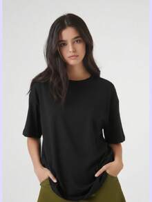 Kit de Camisetas Lisas Oversized Basicas Algodão para Verão - PRETO e Marrom - Visão 2