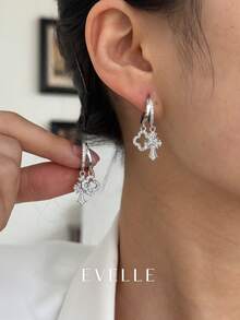 1 Pair 925 Silver Earrings, Elegant & Cute Copper Plated 925 Silver Earrings, Suitable For Daily Wear And Gatherings - Silver - View 1