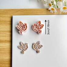 2件套对称鸟形聚合物粘土模具，可爱动物模具，适用于DIY耳环、胸针、吊坠、陶瓷、DIY耳环吊坠工艺陶瓷艺术套装 - 杏色 - 查看 7