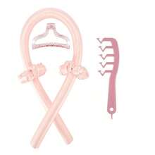 6件/5件/4件装 Mcbki 睡眠美发造型工具套装，无需加热的卷发棒+睡眠帽+Z字梳，丝质睡眠帽，弹性睡眠帽，女士护发，长发造型工具，DIY 懒人卷发，打造自然波浪和蓬松卷发，适合过夜使用，旅行必备，奢华护发礼品 - 彩色 - 查看 24