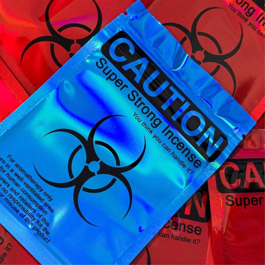 10/20/50/100个装全息可重复密封铝箔袋，防异味拉链包装袋，带图案印刷，适用于小件物品 - 紅色 - 查看 1