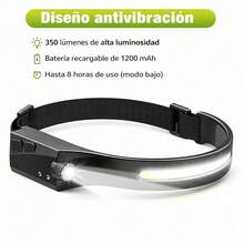 Liga con luz para exteriores, con sensor de movimiento. Linterna de cabeza ajustable con iluminación LED brillante, carga USB y diseño cómodo para cualquier actividad - Verde - Ver 6