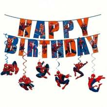 超级英雄主题生日派对装饰、螺旋悬挂装饰、生日快乐派对用品、蜘蛛侠主题生日派对、漫画主题庆祝活动、独立日、毕业典礼或超级英雄主题生日派对 - 套裝 - 查看 10