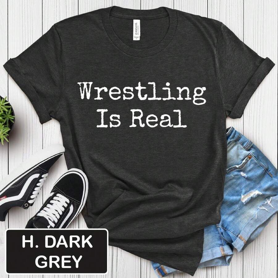 Wrestling Is Real T-Shirt Pro Wrestling Gift Tee Wrestlemania Shirt W WE Raw Fan Apparel Unisex Jersey Short Sleeve Tee - màu đen - Xem 1