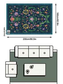1 件波西米亚风花卉热带植物印花地毯，柔软仿羊毛大面积地毯，适用于浴室、厨房、玄关、走廊、床边、客厅、卧室，可机洗，家居装饰 - 彩色 - 查看 17