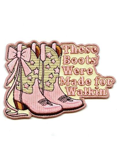 1pc "Walking Boots" Western Country Music Embroidery Patch Heat Transfer