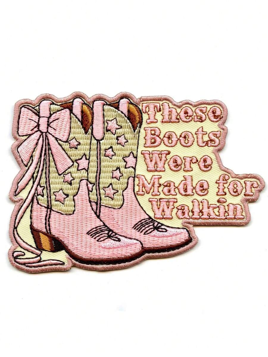 1pc Boots Were Made For Walkin Patch Western Country Music Embroidered Iron On - Multicolor - View 1