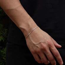 Men's Bracelet 1.2mm Fine Venetian Silver Plated 925 Silver - 銀色 - 查看 3