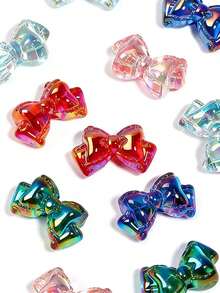 10pcs Transparent Bow Beads Material Pack, Double-Layer Bow Acrylic Loose Beads DIY Accessories - 10-piece Set - View 3