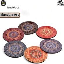 6 st/set utsökta träunderlägg med lämplig hållare, lämpliga för tekoppar, kaffekoppar och glas, 1 set med 6 st, 1800 st/300 set - Multifärgad - Visa 7