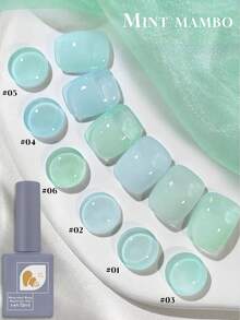 Mec 12ml Icy Jelly Sheer Gel Polish, 6 Shades Summer Fresh Translucent Nail Gel, Crystal Clear Mint Blue Green Finish, UV/LED Soak Off Chip Resistant Salon Quality For Japanese Style Summer Nail Art - Multicolor - View 2