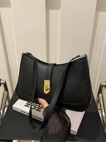 New Fashion Women's Handbag, High-End Commuter Niche Baguette Underarm Bag, Versatile Shoulder Bag - Black - View 8