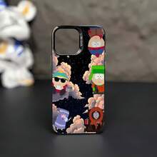 Personajes de South Park en un cielo nocturno nublado. Esta elegante funda es compatible con Samsung, Apple, VIVO, OPPO, , Transsion, ,  y Honor. Fabricada en silicona TPU, ofrece protección contra golpes y caídas, además de una sensación superior. Es un regalo ideal para familiares, amigos y seres queridos, y la opción perfecta para San Valentín y Año Nuevo. - Negro - Ver 2