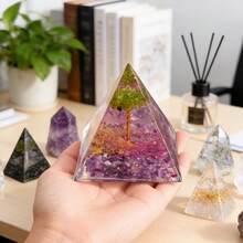 Stonehaven Tree Of Life Orgone Pyramid, Natural Energy Peridot Amethyst Orgonite Crystal Healing Pyramid, For Reduce Stress, Balance Chakra, Meditation Attract Luck, Accumulate Wealth Health (6cm) - Multicolor - View 10