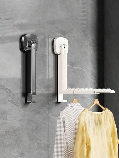 Multi-Functional Retractable Suction Cup Clothes Hanger, Wall-Mounted Window Drying Rack, Drill-Free Door Hanging Hook, Portable Travel Clothes Drying Rack, Foldable Dorm Laundry Rack, Suction Cup Storage Organizer