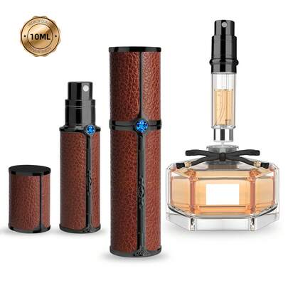 可填充皮革底座奢华旅行香水喷雾器，便携式迷你古龙水喷雾瓶
