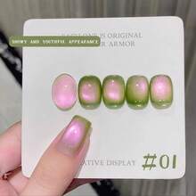 MIANEL 12ml 春夏新品热销石榴猫眼凝胶指甲油，2026新款流行闪亮绿色玻璃珠猫眼凝胶指甲油，适用于绿色、粉色、蓝色指甲和脚趾甲，可在美甲沙龙使用，需UV灯固化 - 彩色 - 查看 8