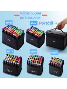 Touch Markers, Dual-Tip Markers With Base, Professional Set For Drawing, Art, Lettering, Graphic Design, And Projects - Rectangle - View 2