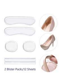 6/12pcs Transparent Silicone Anti-Slip Heel Grips, Adjustable Heel Liner Pads For Sandals & High Heels - Clear - View 10