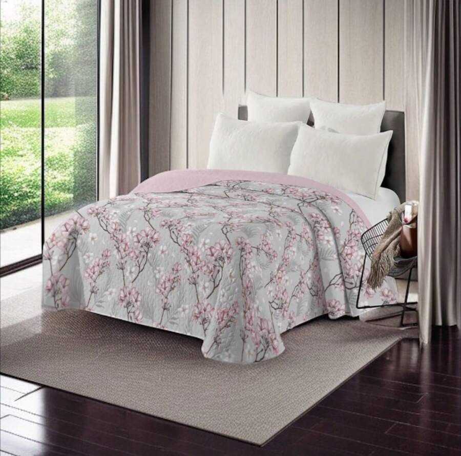 Quilted Bedspread + 2 Pillowcases, Printed For Spring, Summer, Autumn And Winter. 100% Microfiber, 150 X 150 Cm. - 設計-7 - 查看 1