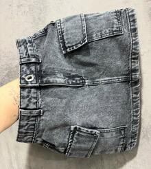 Women's High-Waisted Denim Cargo Skirt With Pockets, Plus Sizes 34 To 54 - Dark Grey - View 1